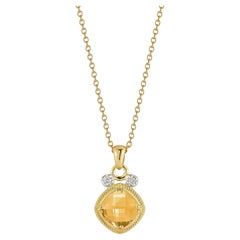 14K Gold 0.07 ct. tw. & 2.0CT Citrine Color Stone Pendant