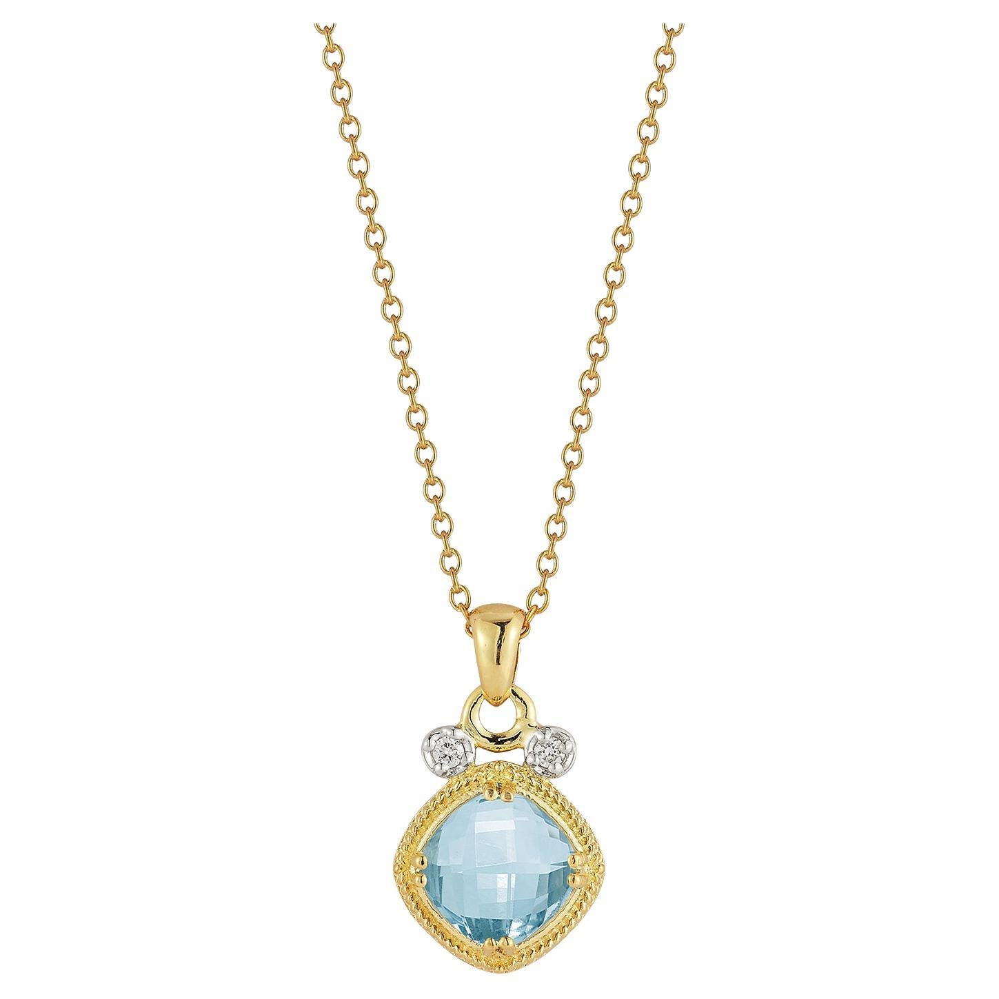 Ciondolo con pietra colorata in oro 14K da 0,07 ct. tw. e 2,5 ct. di Topazio Blu in vendita