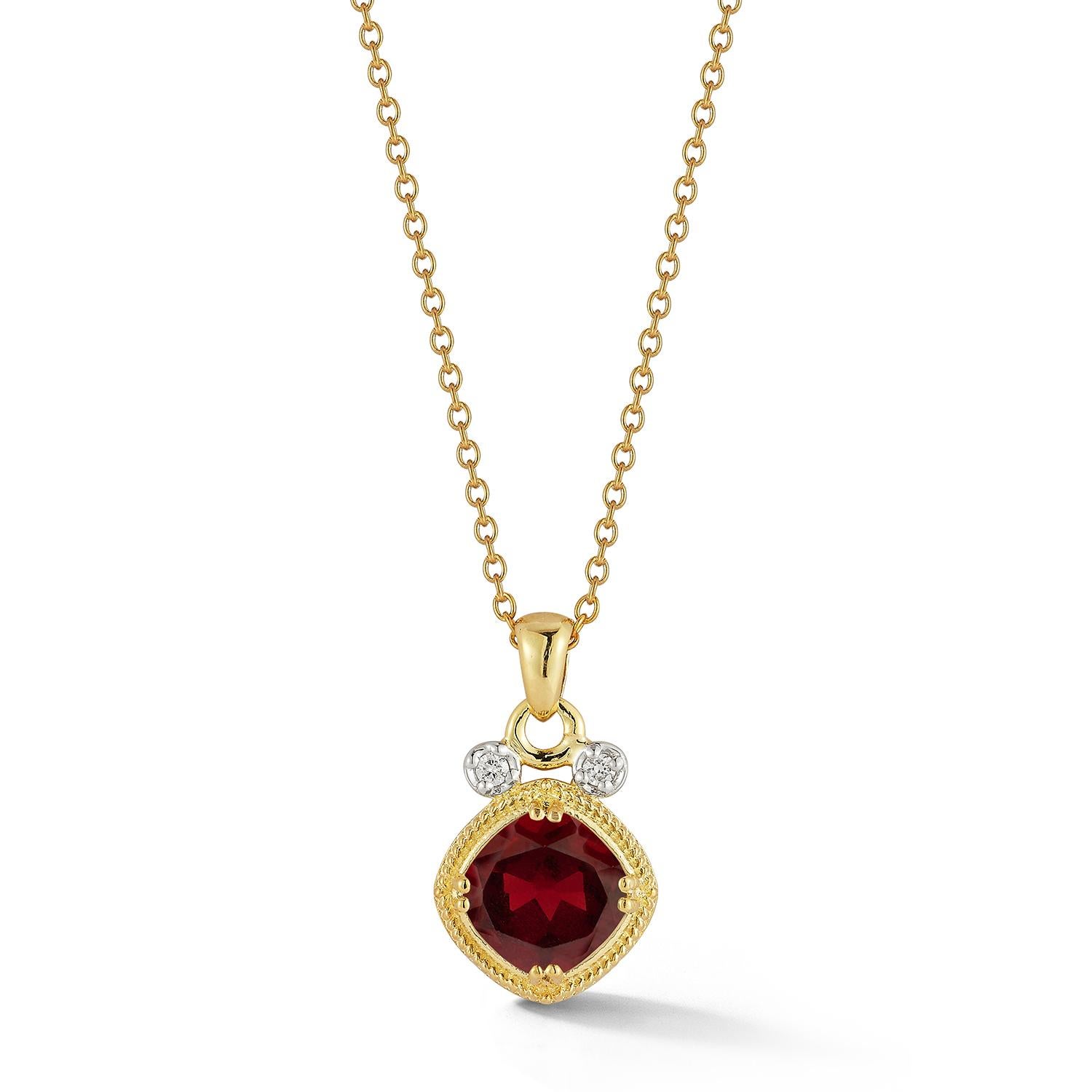 14K Gold 0.07 ct. tw. & 2.9CT Garnet Color Stone Pendant In New Condition For Sale In Great Neck, NY