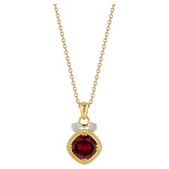 14K Gold 0.07 ct. tw. & 2.9CT Garnet Color Stone Pendant