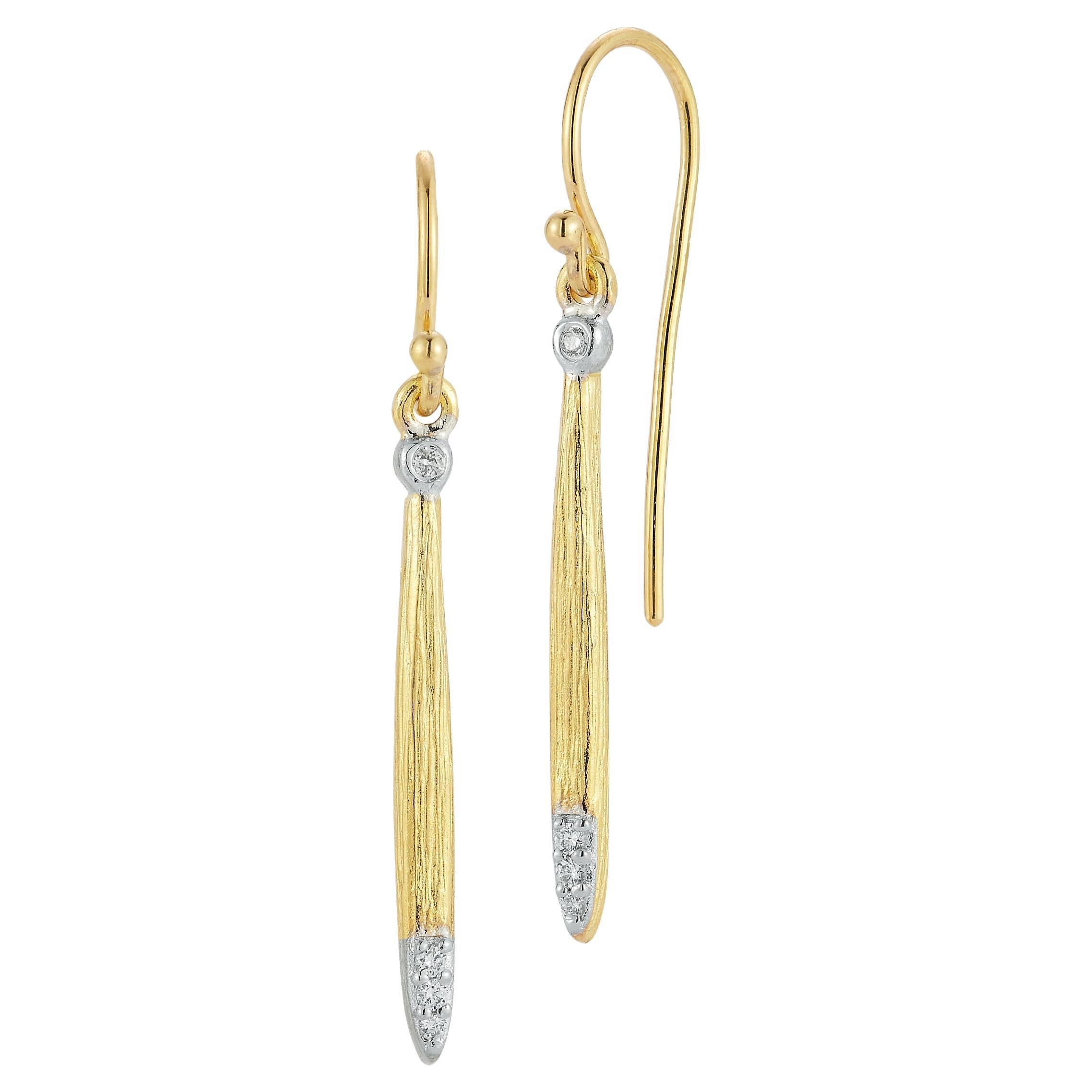 Oro 14K 0,08 ct. tw. Orecchini a bastoncino pendenti