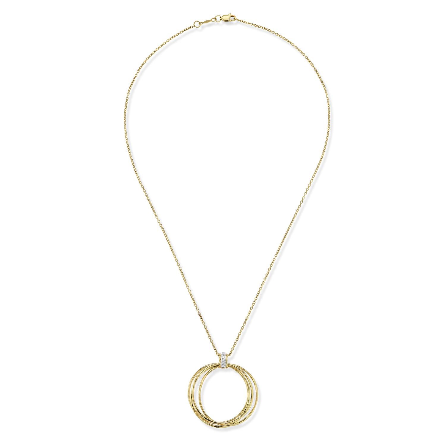 14K Gold 0,08 ct. tw. Diamant-Anhänger-Halskette (Rundschliff) im Angebot