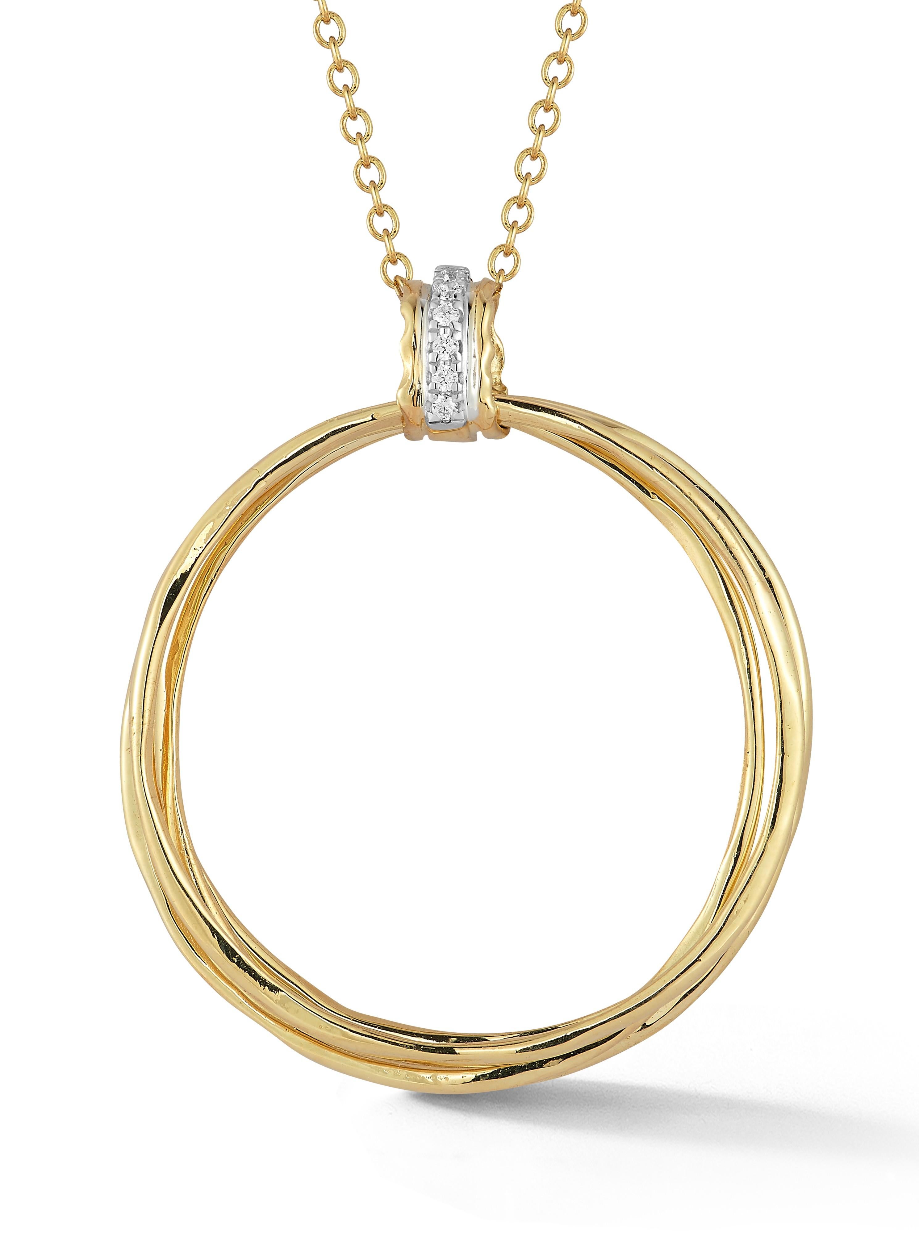 14K Gold 0,08 ct. tw. Diamant-Anhänger-Halskette im Zustand „Neu“ im Angebot in Great Neck, NY