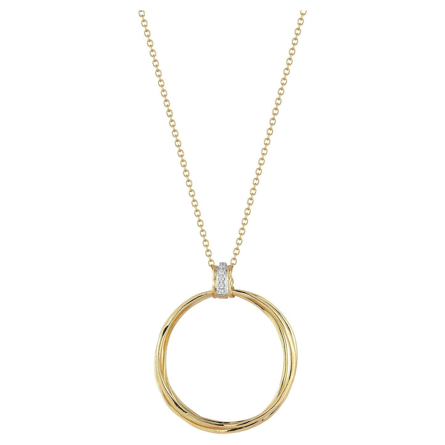 14K Gold 0,08 ct. tw. Diamant-Anhänger-Halskette im Angebot