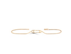 14K Gold 0.09 Ct Diamond Safety Pin Minimalist bracelet