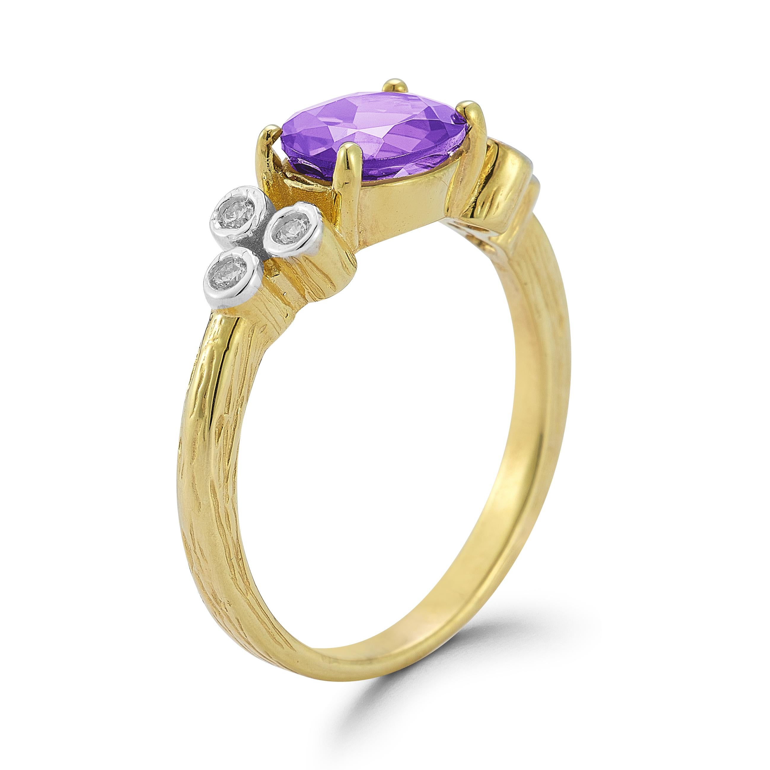 in vendita:  Oro 14K 0,09 ct. tw. Anello cocktail con diamante e ametista da 1.14 carati 2