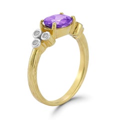 14K Gold 0.09 ct. tw. Diamond & 1.14CT Amethyst Cocktail Ring