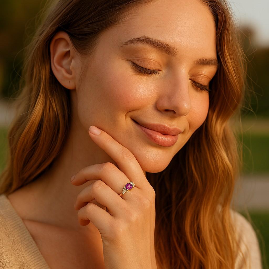 in vendita:  Oro 14K 0,09 ct. tw. Anello cocktail con diamante e ametista da 1.14 carati 4