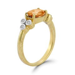 14K Gold 0,09 ct. tw. Cocktailring mit Diamant & 1.17CT Citrin