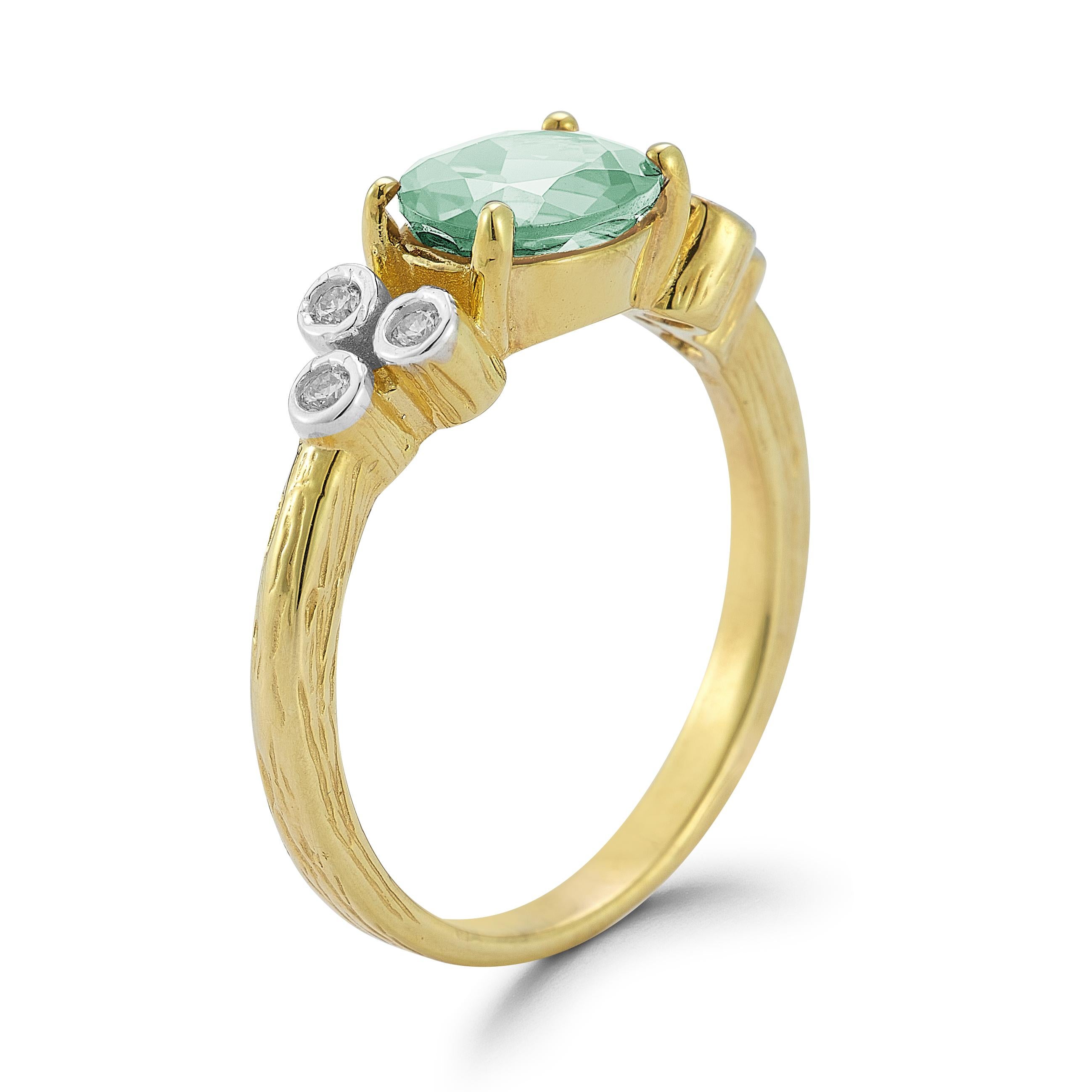in vendita:  Oro 14K 0,09 ct. tw. Anello cocktail con diamante e ametista verde da 1.1 carati 2