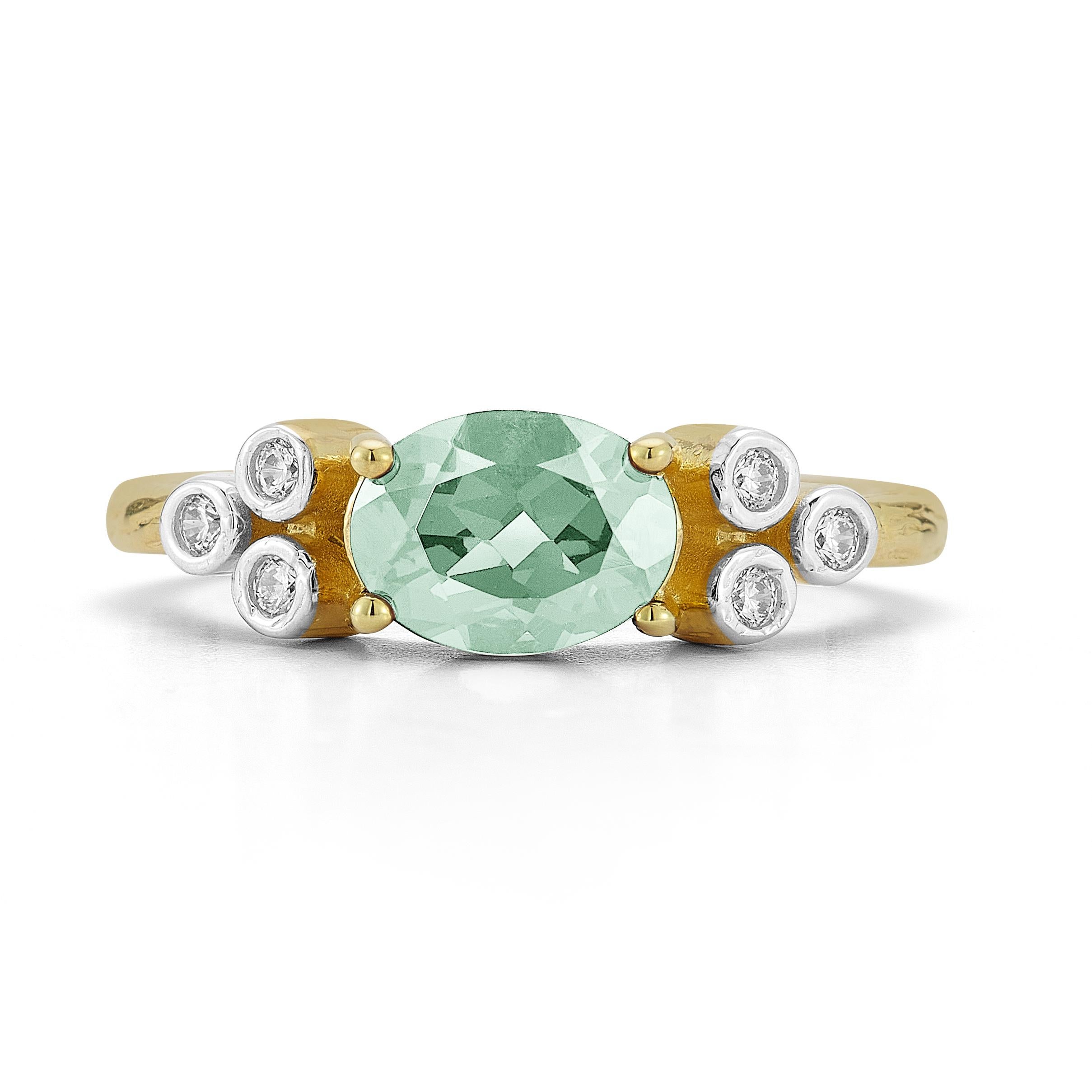 in vendita:  Oro 14K 0,09 ct. tw. Anello cocktail con diamante e ametista verde da 1.1 carati 3