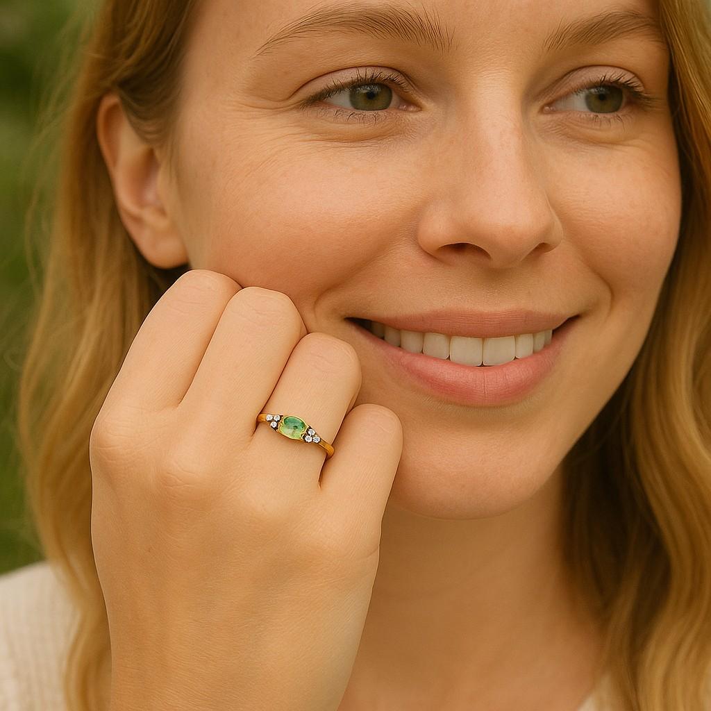 in vendita:  Oro 14K 0,09 ct. tw. Anello cocktail con diamante e ametista verde da 1.1 carati 4