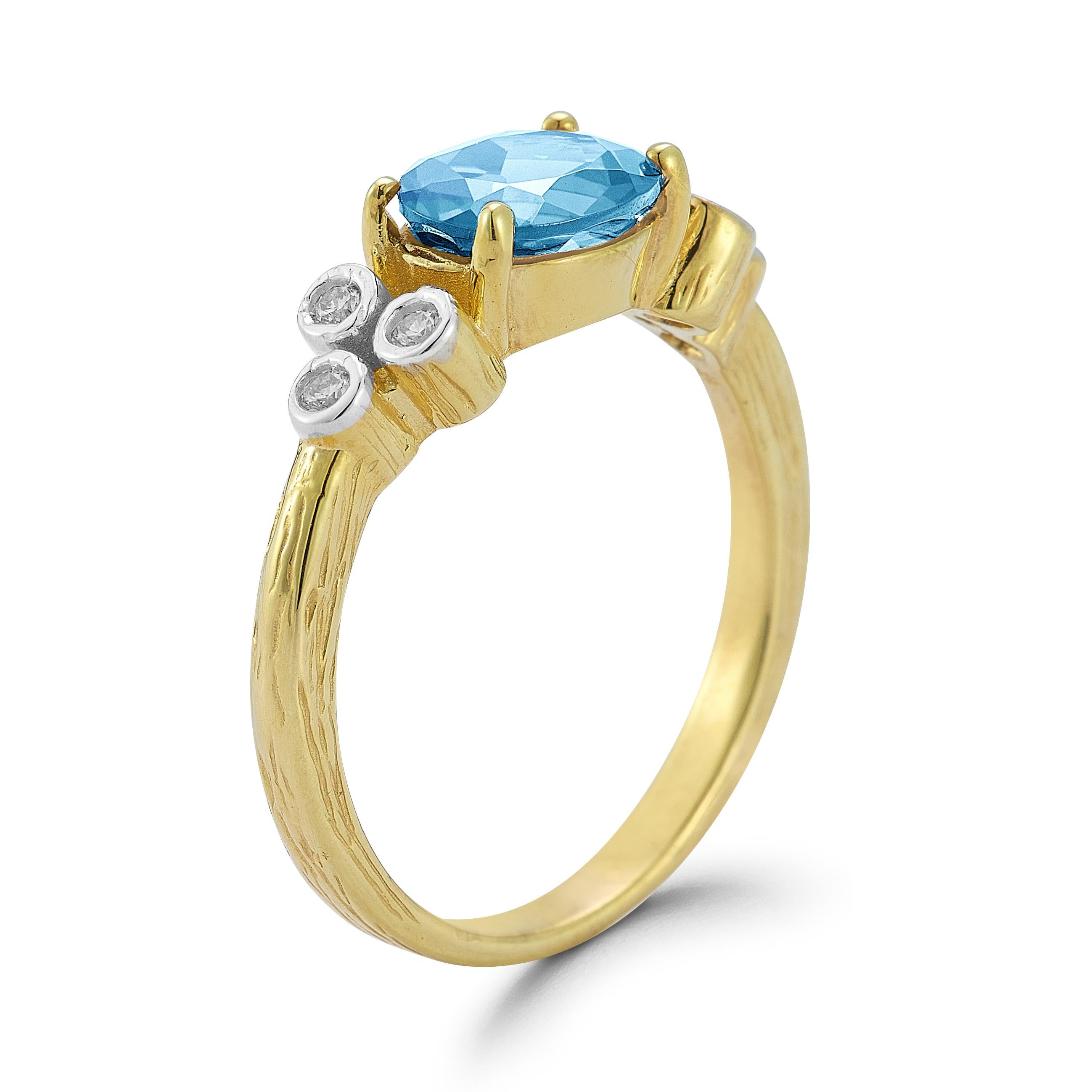 in vendita:  Oro 14K 0,09 ct. tw. Anello cocktail con diamante e topazio blu da 1.5 carati 2