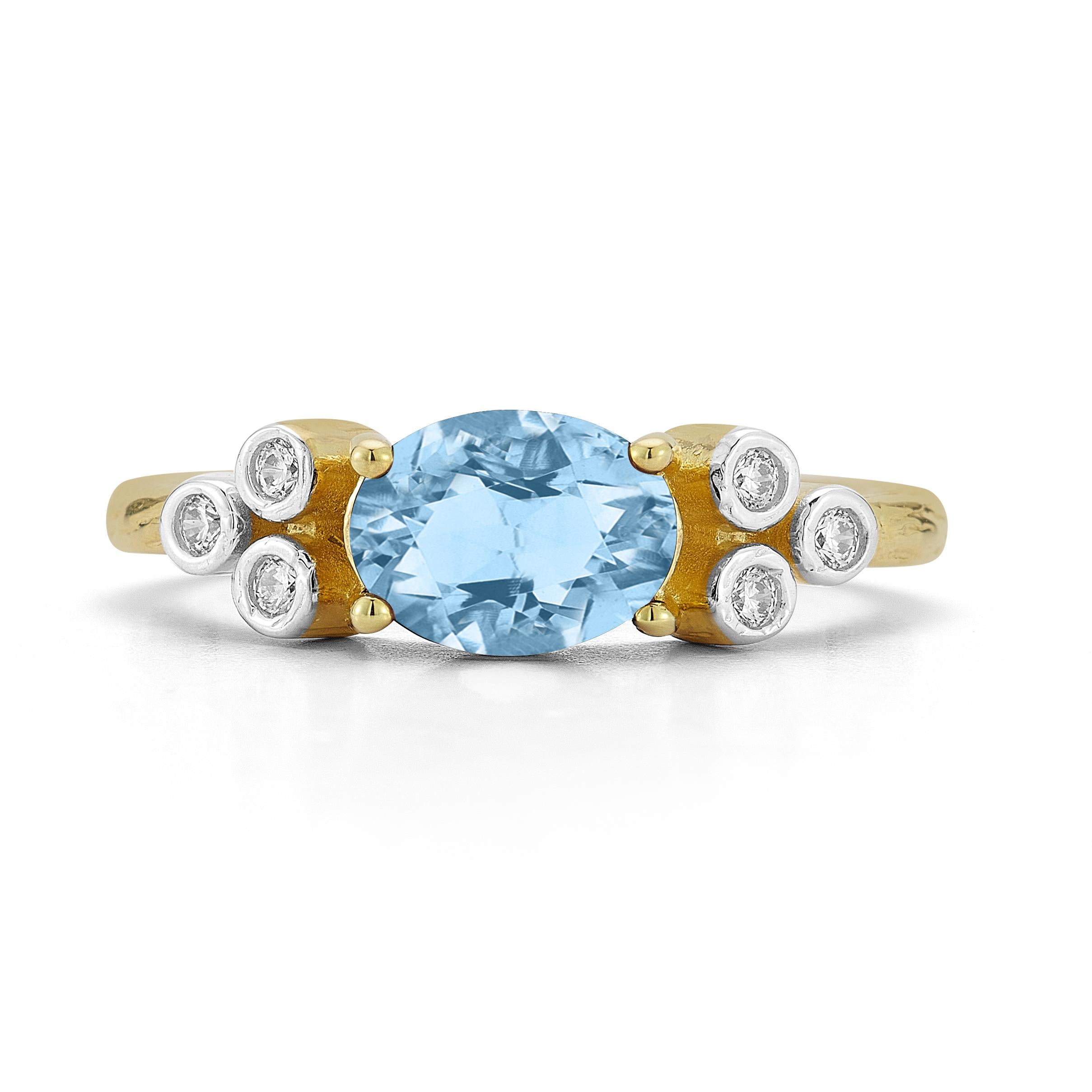 in vendita:  Oro 14K 0,09 ct. tw. Anello cocktail con diamante e topazio blu da 1.5 carati 3