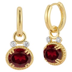 14K Gold 0.10 ct. tw. & 10.8CT Garnet Color Stone Earrings