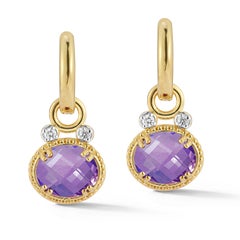 14K Gold 0.10 ct. tw. & 4.9CT Amethyst Color Stone Earrings