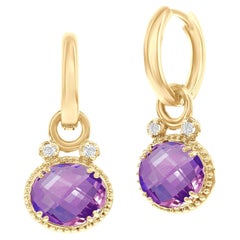 14K Gold 0.10 ct. tw. & 4.9CT Amethyst Color Stone Earrings