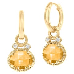 14K Gold 0.10 ct. tw. & 4.9CT Citrine Color Stone Earrings