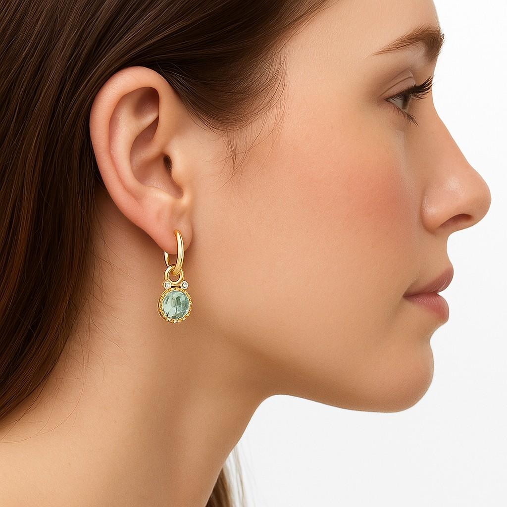 Pendientes de oro de 14 quilates de 0,10 ct. tw. y 4,9 ct. de amatista verde de color Stone Corte oval en venta