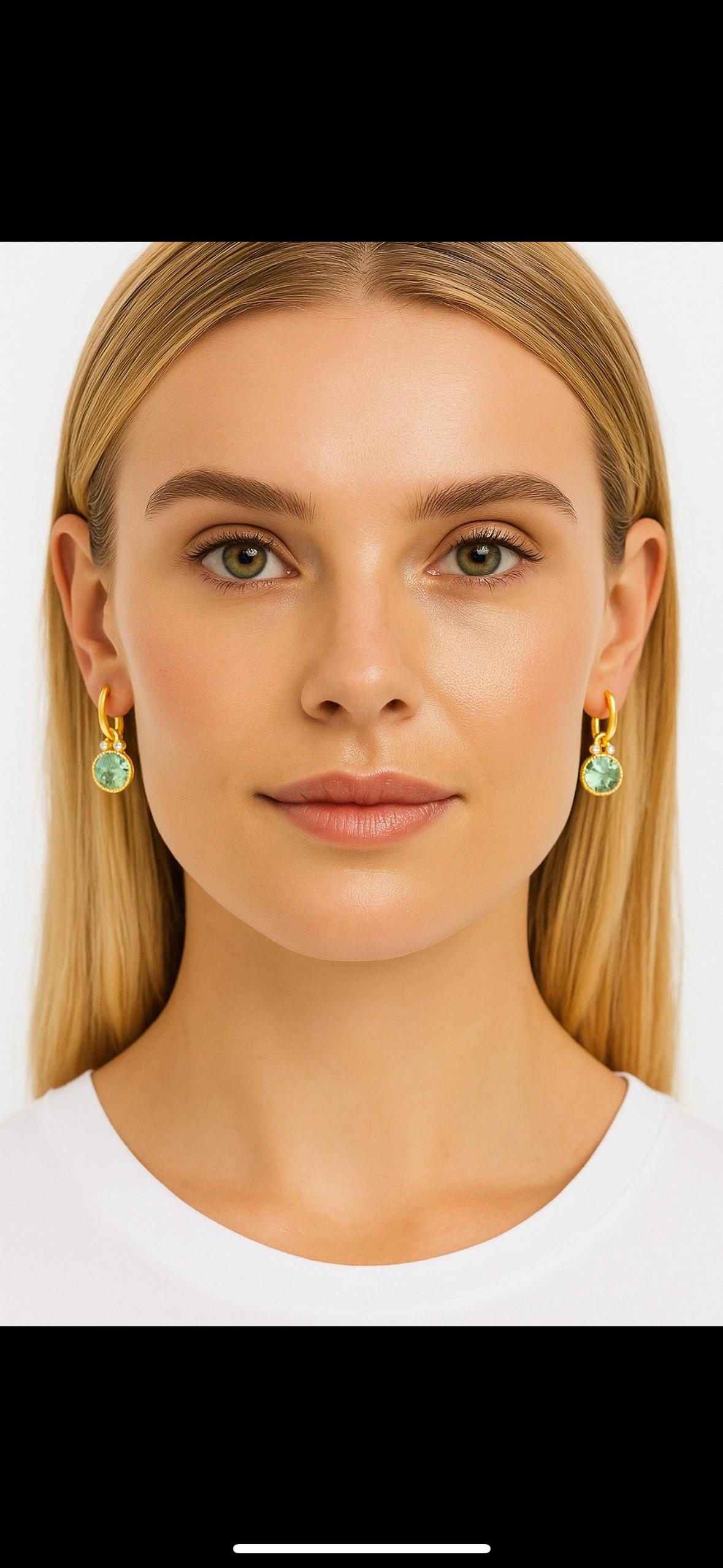 Pendientes de oro de 14 quilates de 0,10 ct. tw. y 4,9 ct. de amatista verde de color Stone en Nuevo estado para la venta en Great Neck, NY