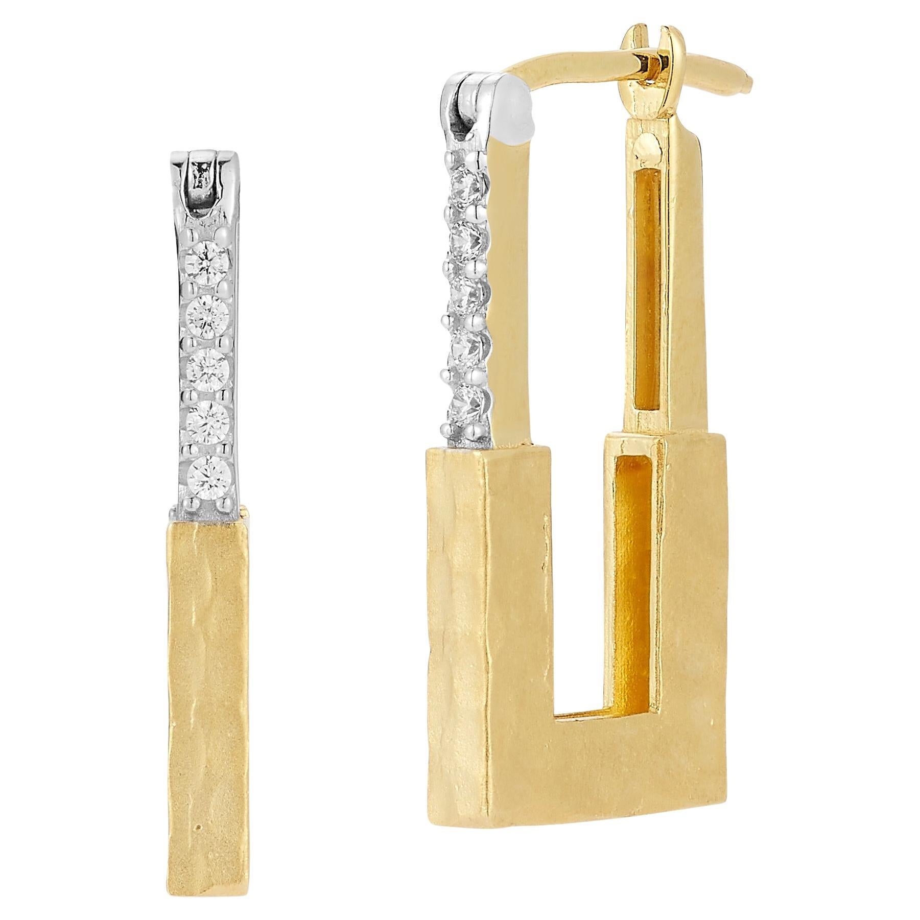 14K Gold 0.10 ct. tw. Lock Hoop Earrings