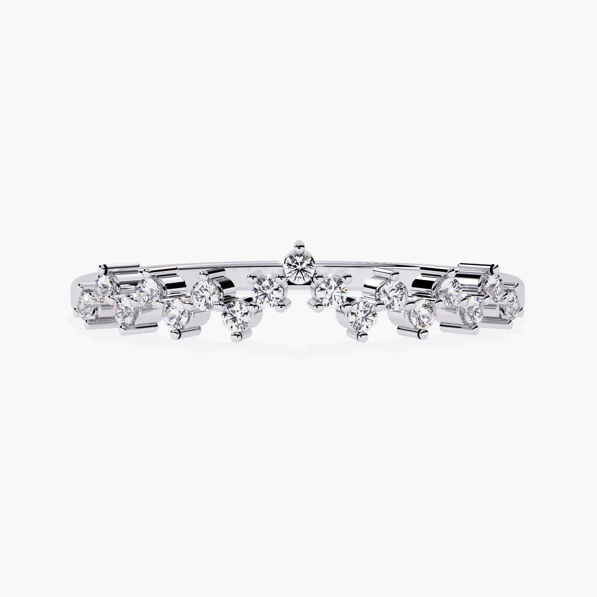 14K Gold 0.10 Ctw Curved Gold Natural Diamond Wedding Band SI GH In New Condition For Sale In New York, NY