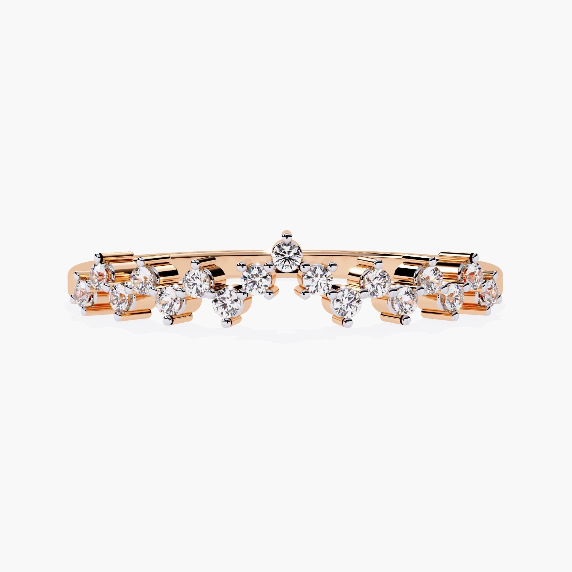 14K Gold 0.10 Ctw Curved Gold Natural Diamond Wedding Band SI GH For Sale 3