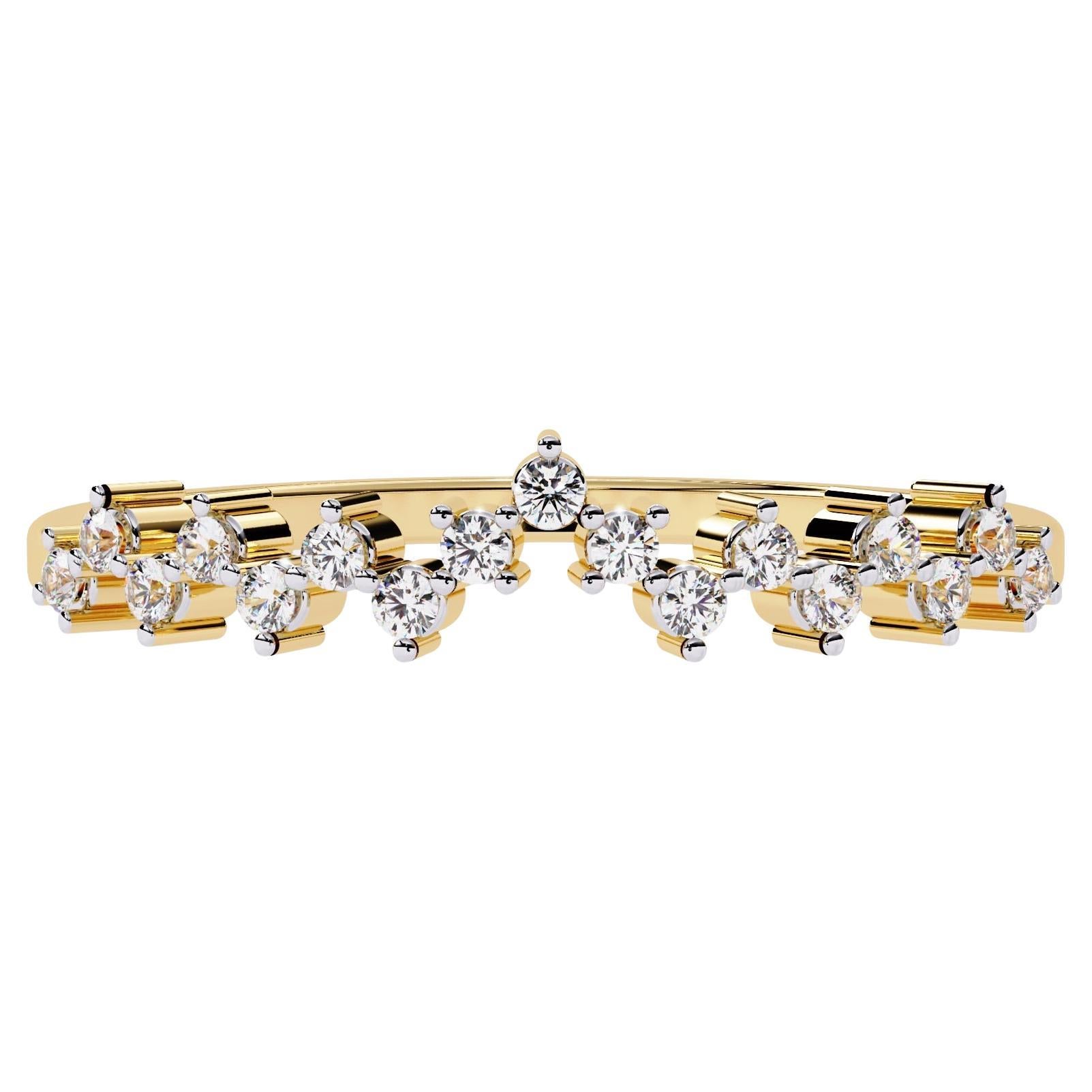 14K Gold 0.10 Ctw Curved Gold Natural Diamond Wedding Band SI GH