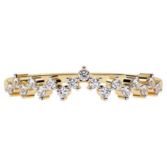 14K Gold 0.10 Ctw Curved Gold Natural Diamond Wedding Band SI GH