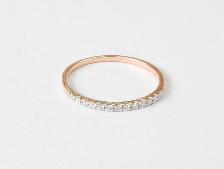 Customizable 14k Gold 0.11 Carat Diamond Half Eternity Ring Band For ...