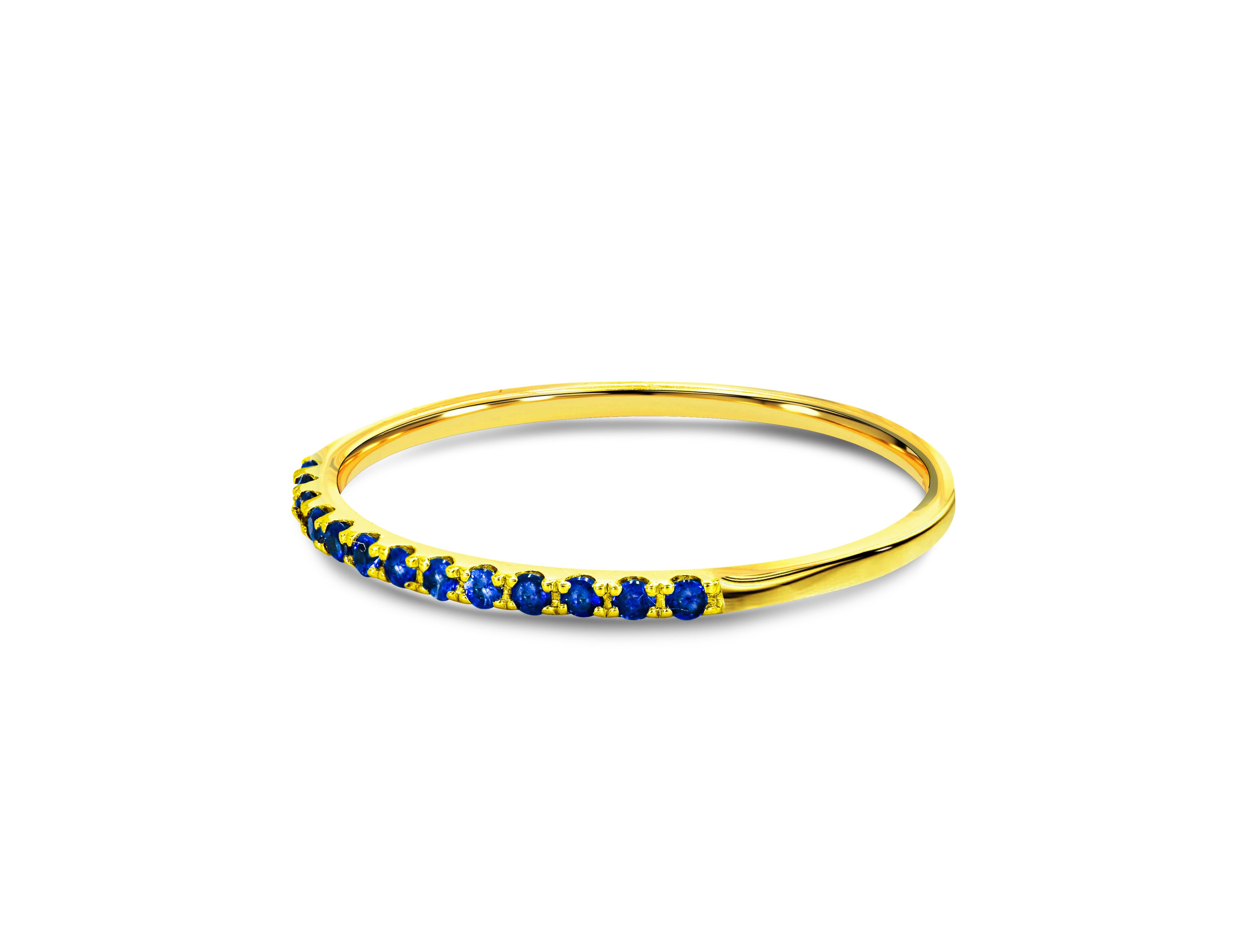 For Sale:  14k Gold 0.11 Carat Sapphire Half Eternity Ring 2