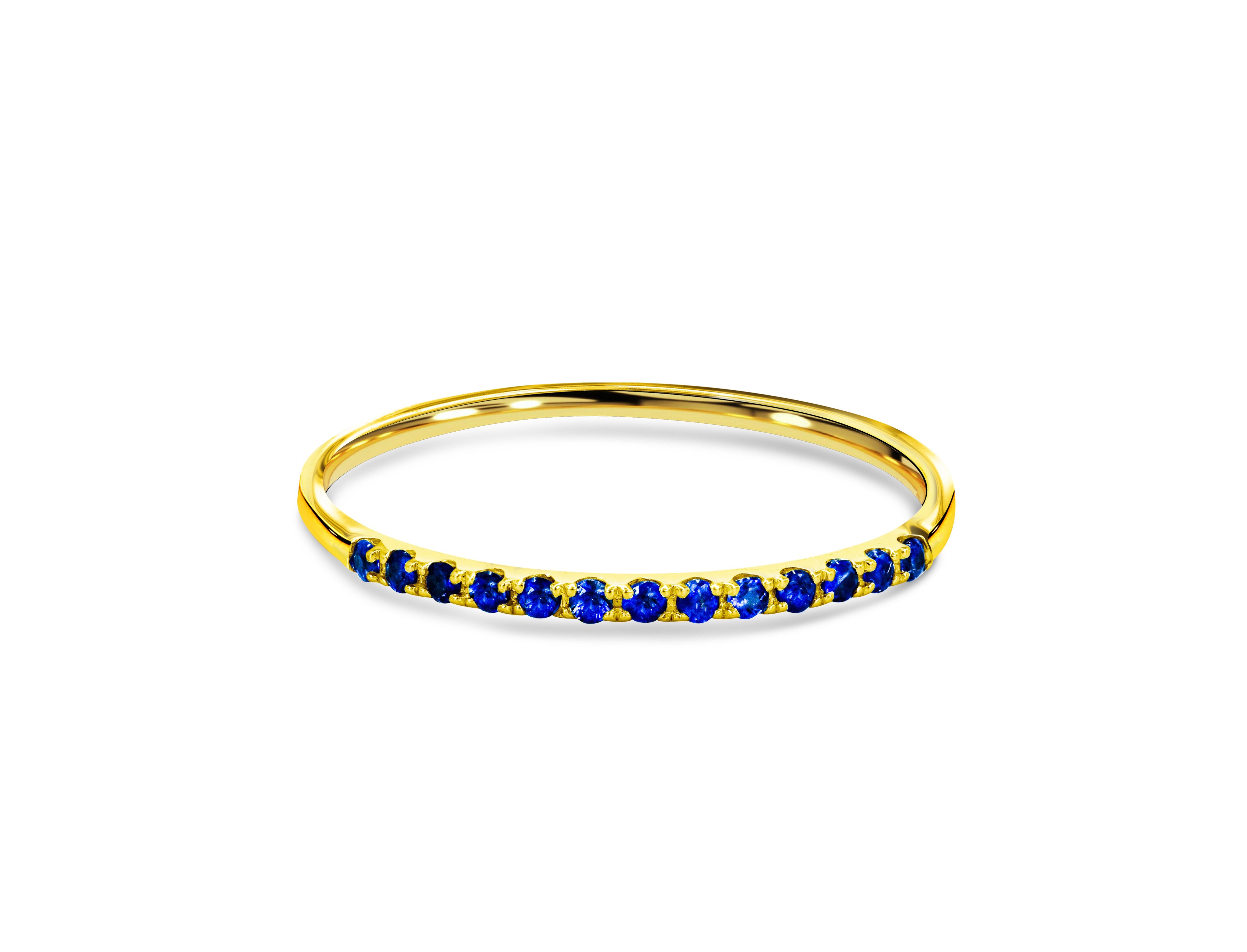 For Sale:  14k Gold 0.11 Carat Sapphire Half Eternity Ring 4