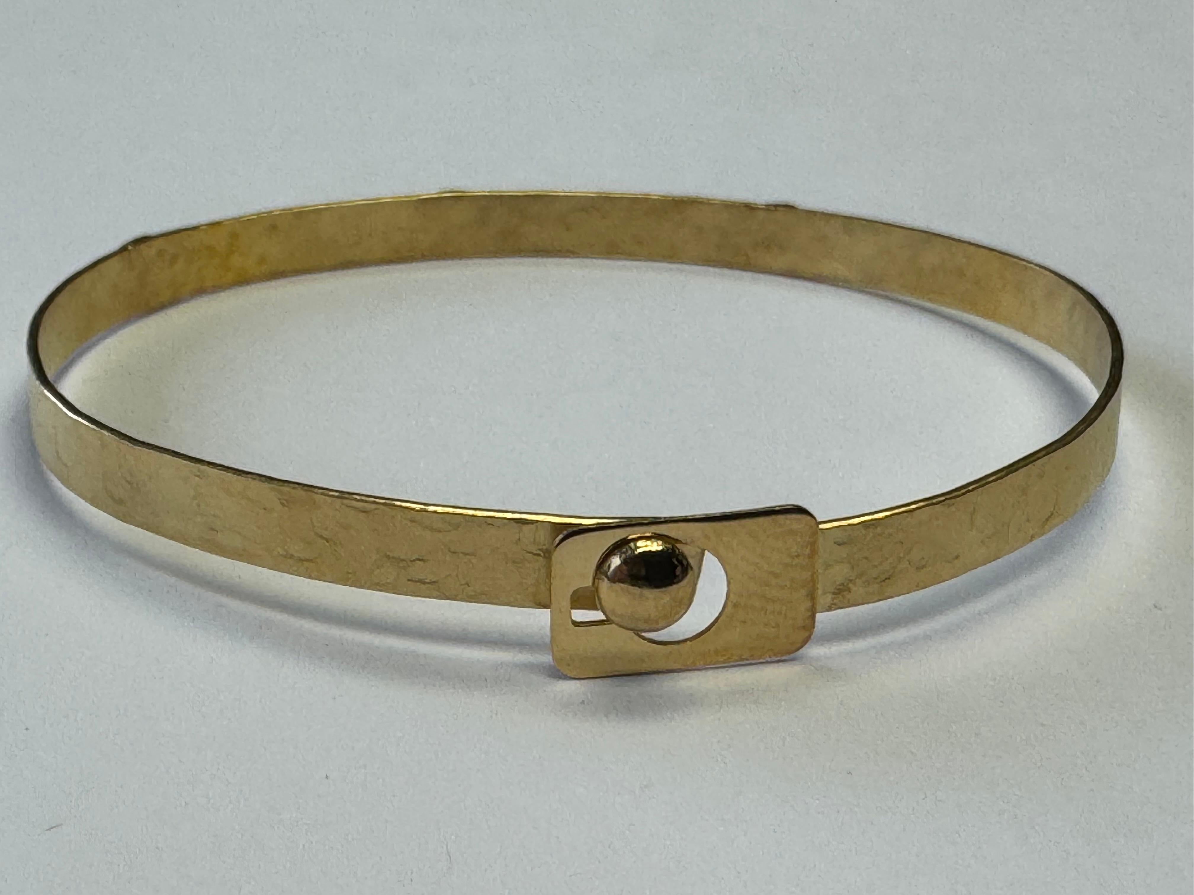 Oro de 14K 0,12 ct. tw. Pulsera martillada de 4 mm en Nuevo estado para la venta en Great Neck, NY
