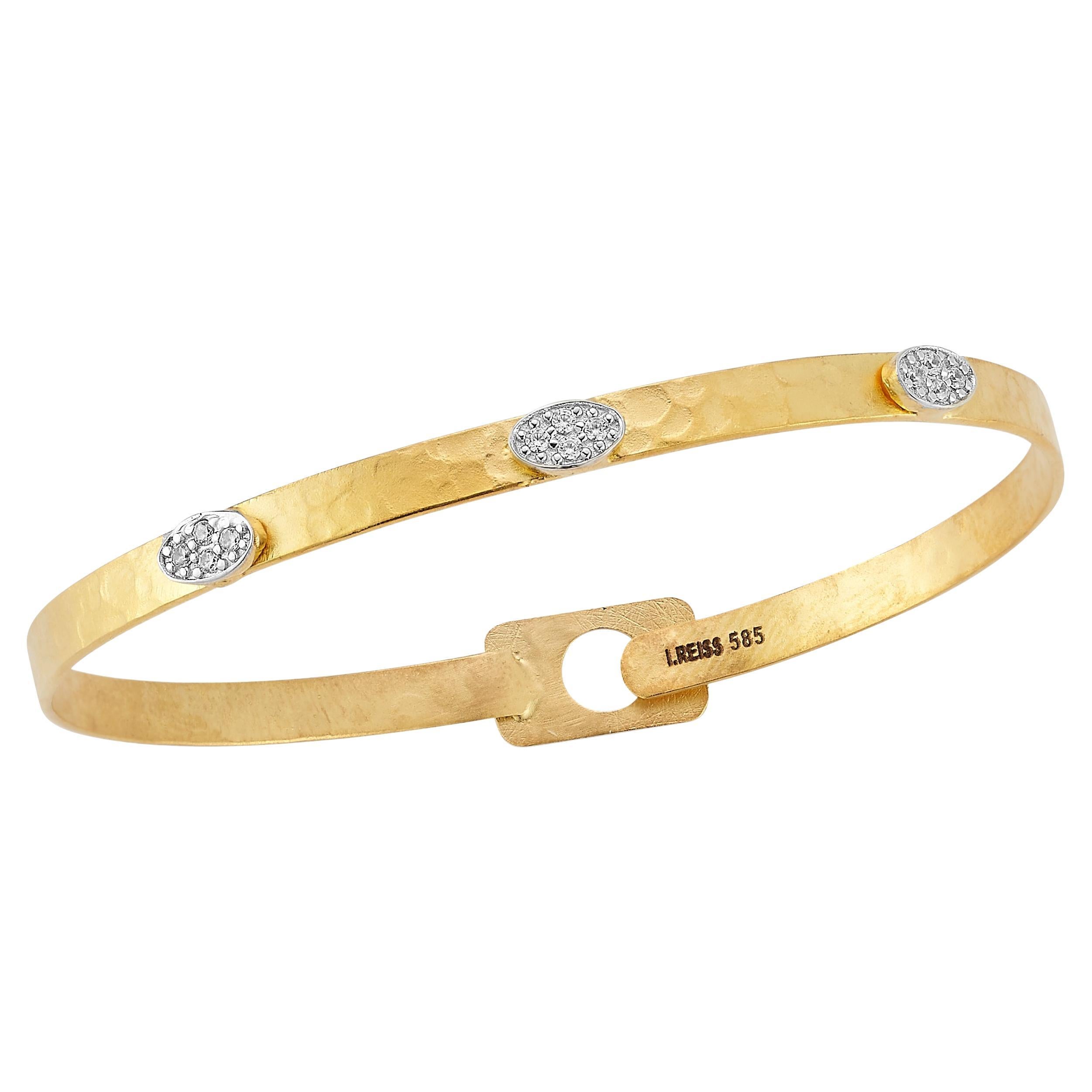 14K Gold 0.12 ct. tw. 4mm Hammered Bangle Bracelet