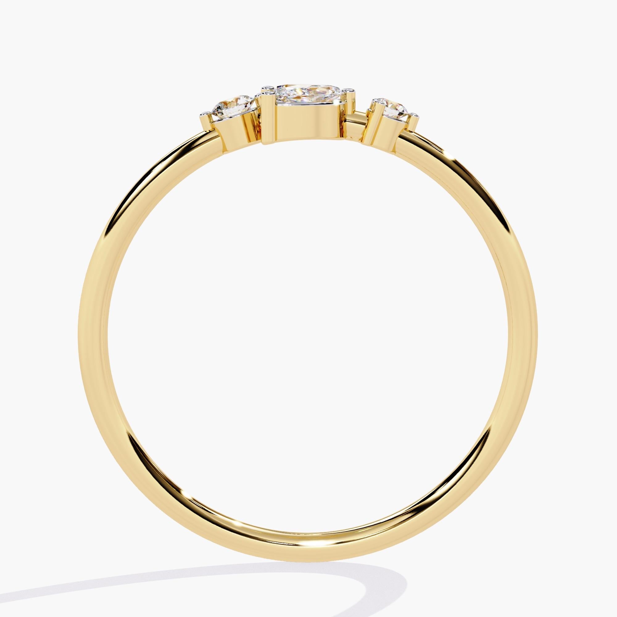 14K Gold 0.12 Ctw Marquise Leaf Natural Diamond Ring SI GH In New Condition For Sale In New York, NY
