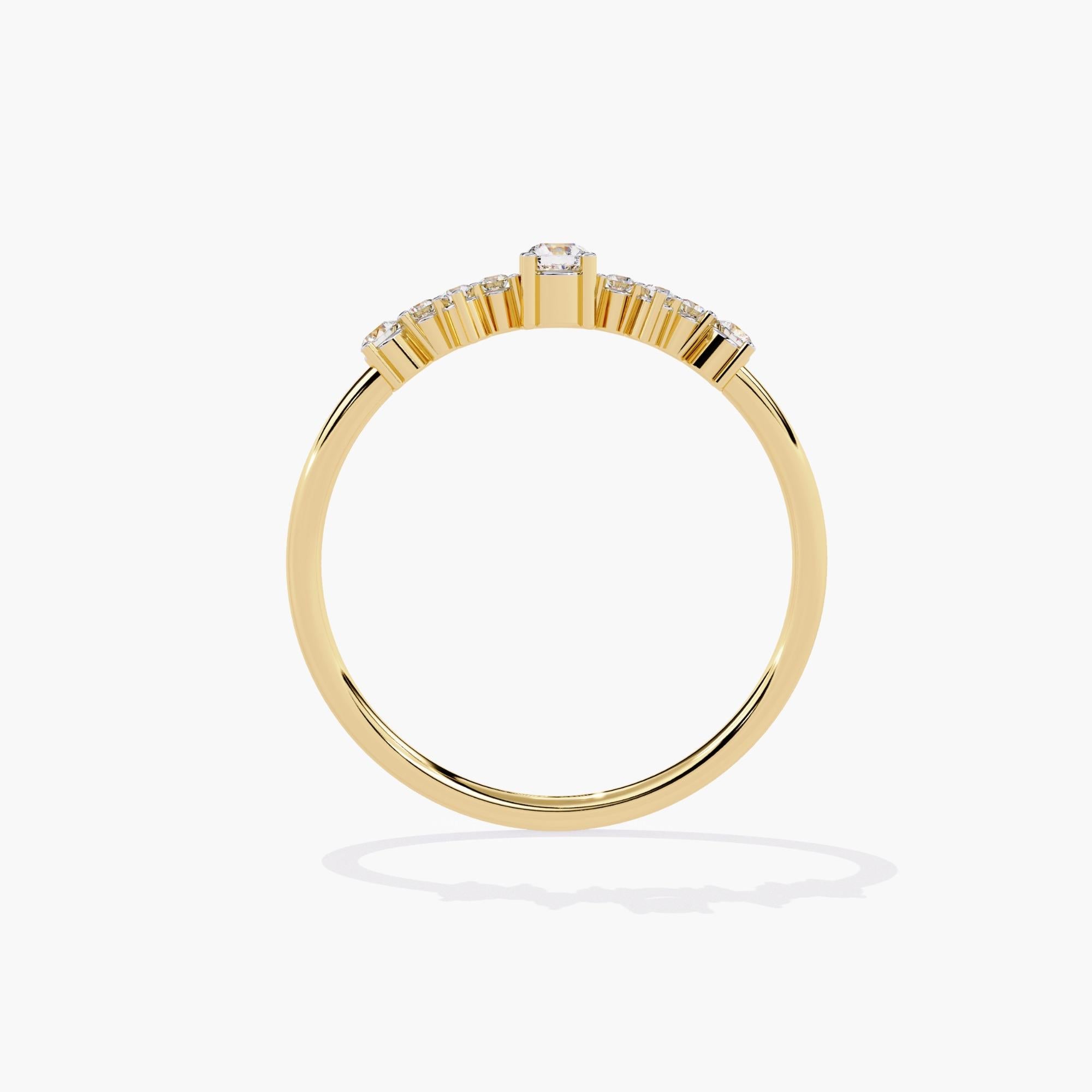 Moderne Alliance en or 14 carats avec diamants naturels multi-ronds 0,12 carat en vente