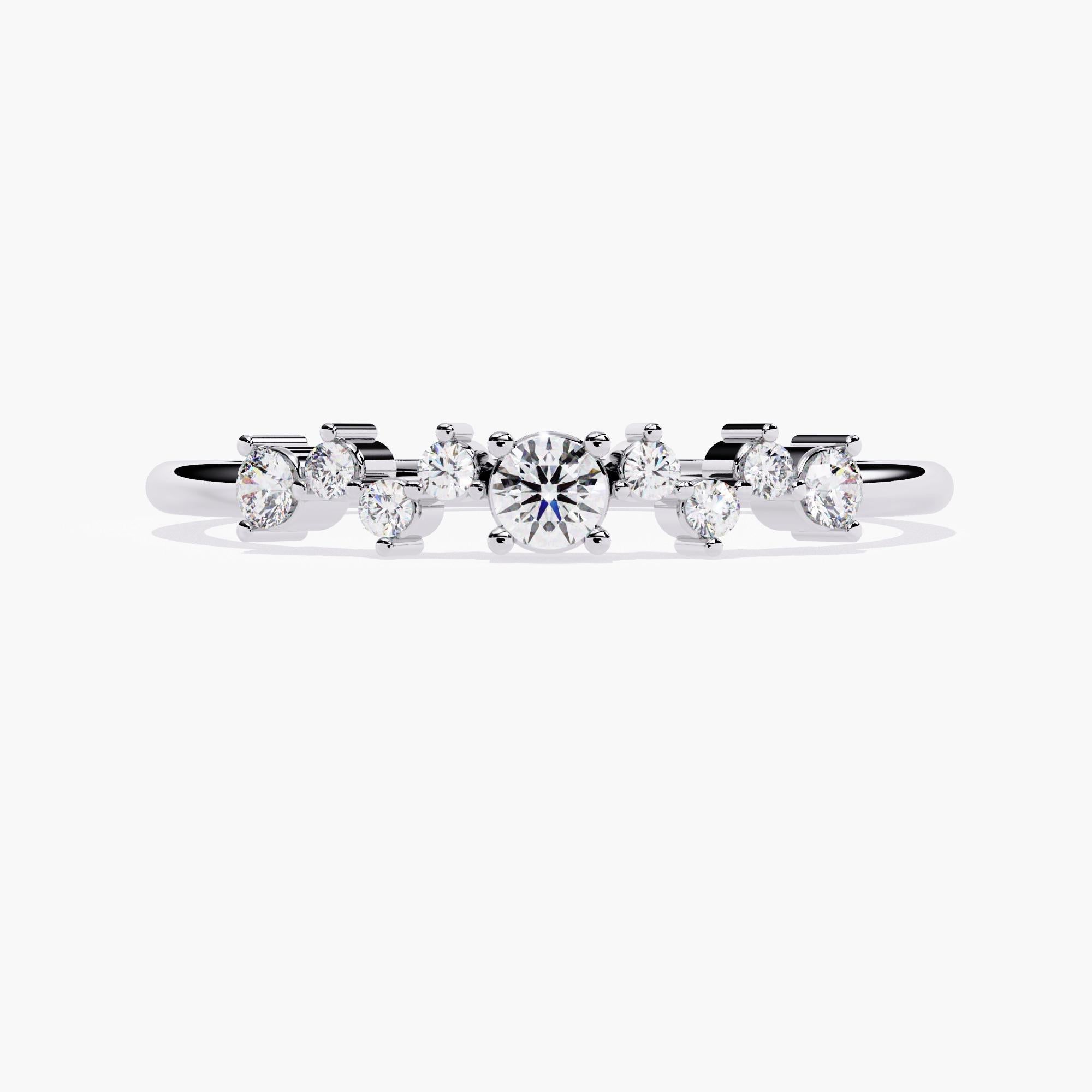 Alliance en or 14 carats avec diamants naturels multi-ronds 0,12 carat Neuf - En vente à New York, NY