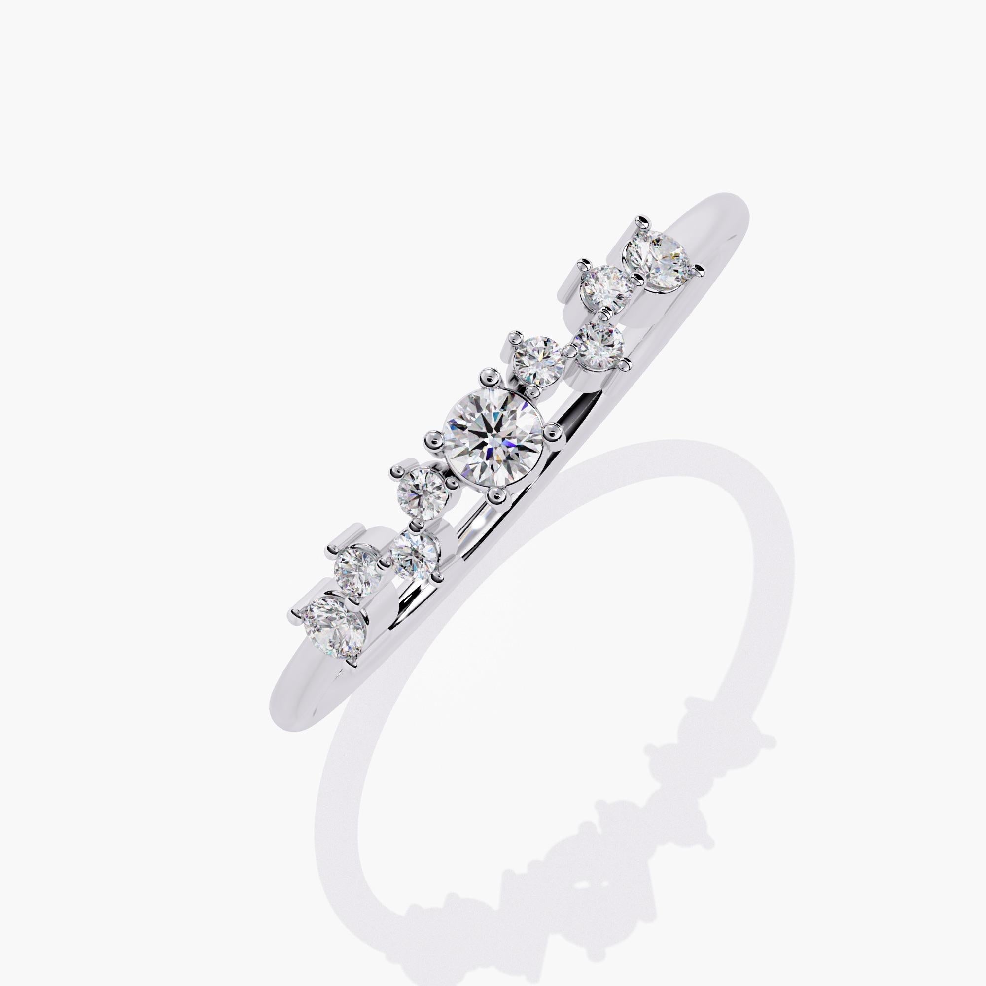 Alliance en or 14 carats avec diamants naturels multi-ronds 0,12 carat Pour femmes en vente