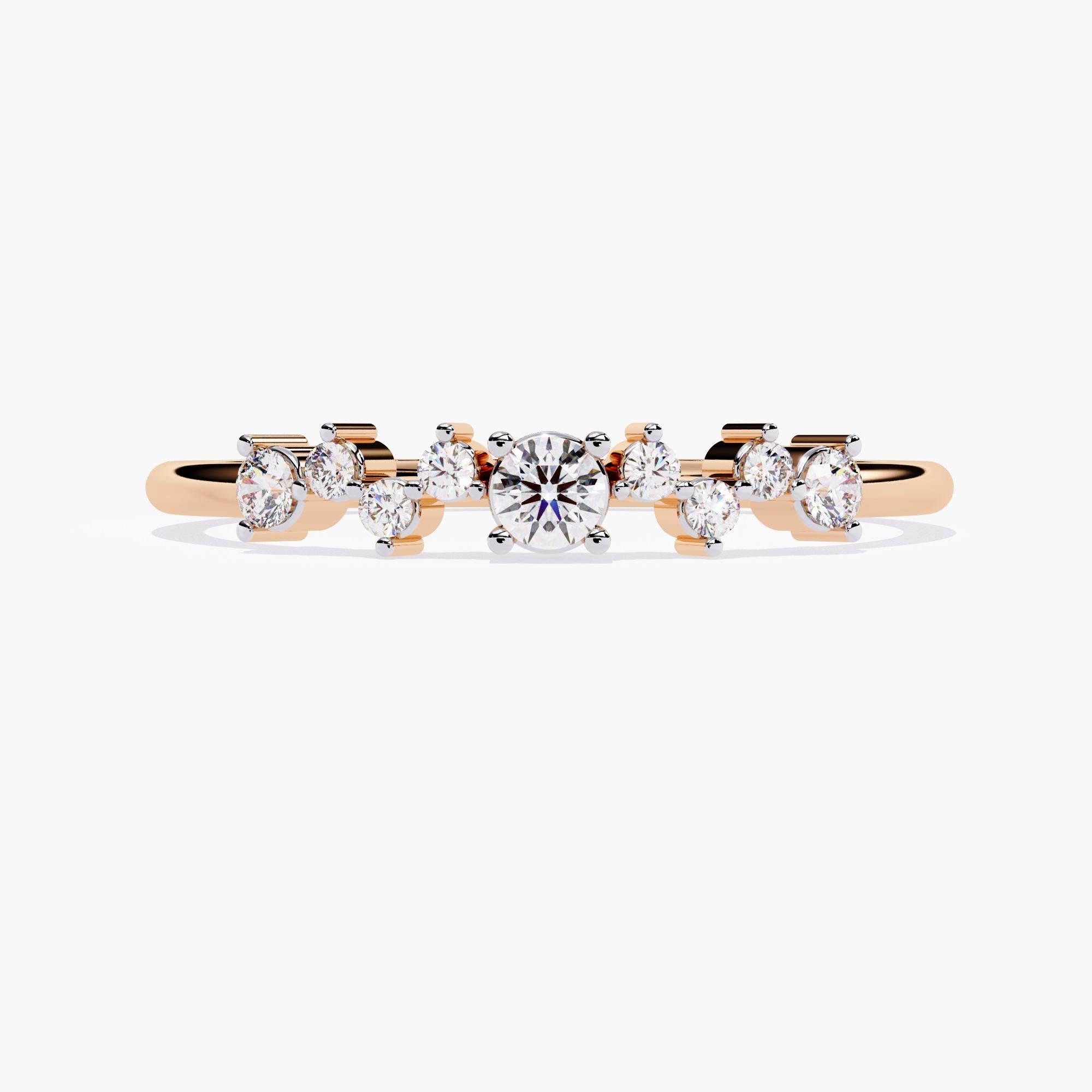 Alliance en or 14 carats avec diamants naturels multi-ronds 0,12 carat en vente 2
