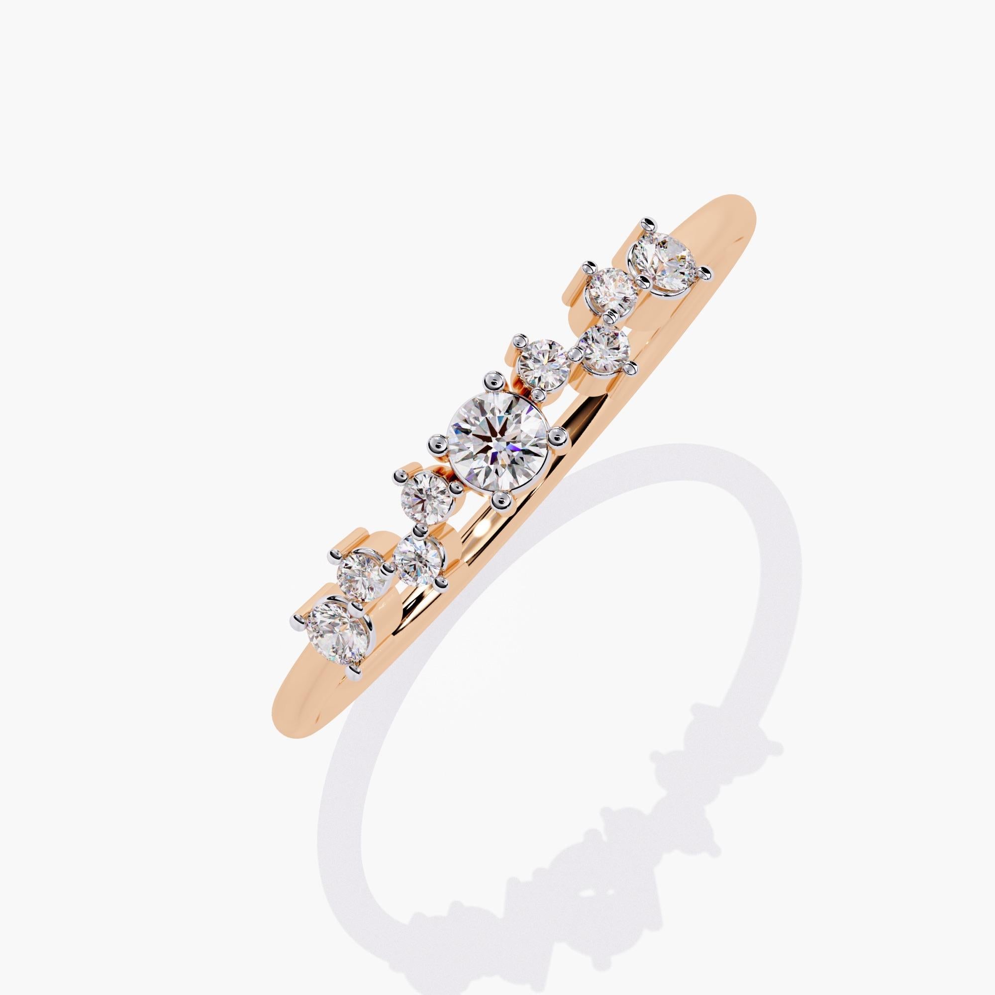 Alliance en or 14 carats avec diamants naturels multi-ronds 0,12 carat en vente 3