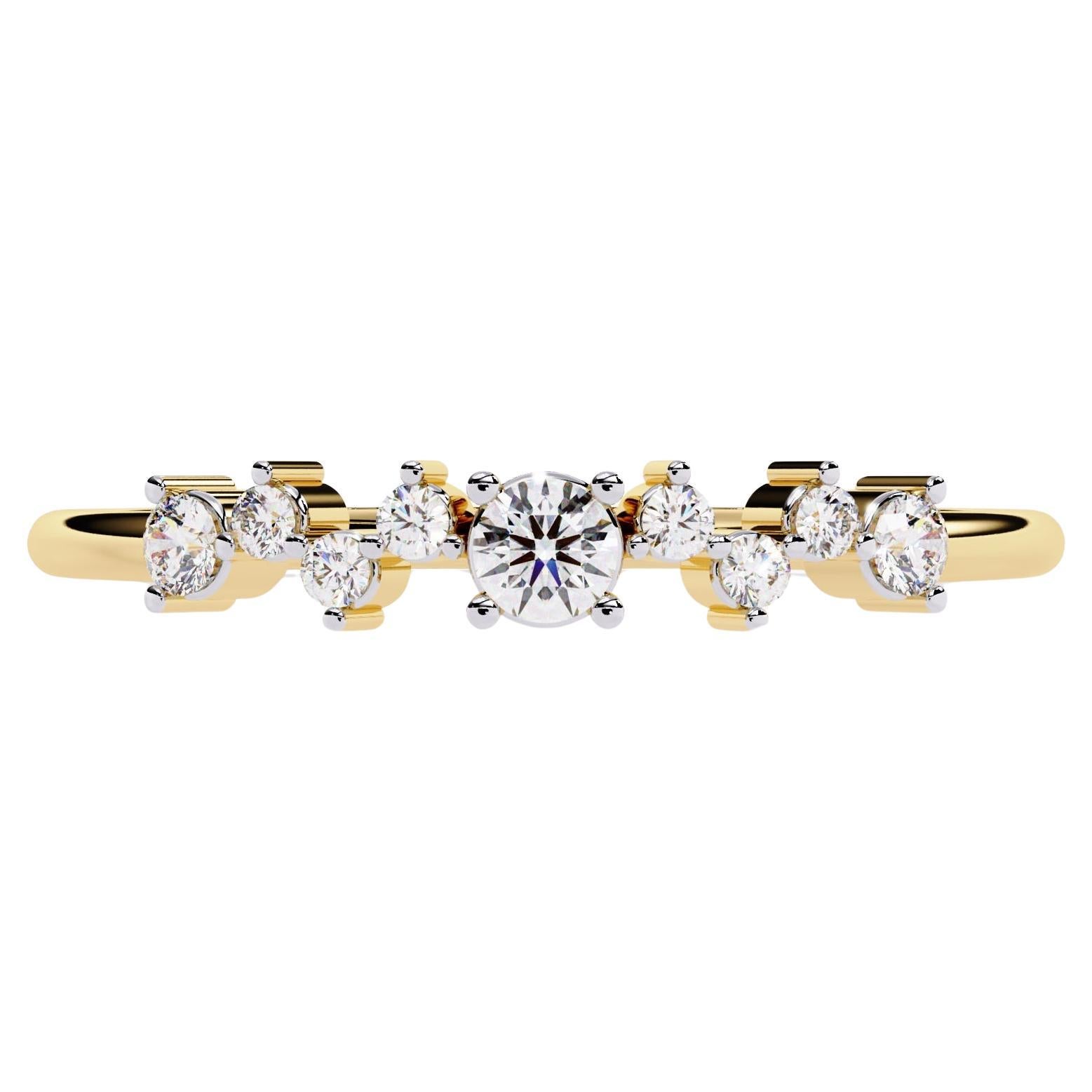 14K Gold 0.12 Ctw Natural Multi Round Diamond Ring Wedding Band SI GH