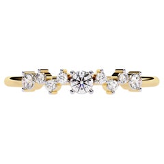 14K Gold 0.12 Ctw Natural Multi Round Diamond Ring Wedding Band SI GH
