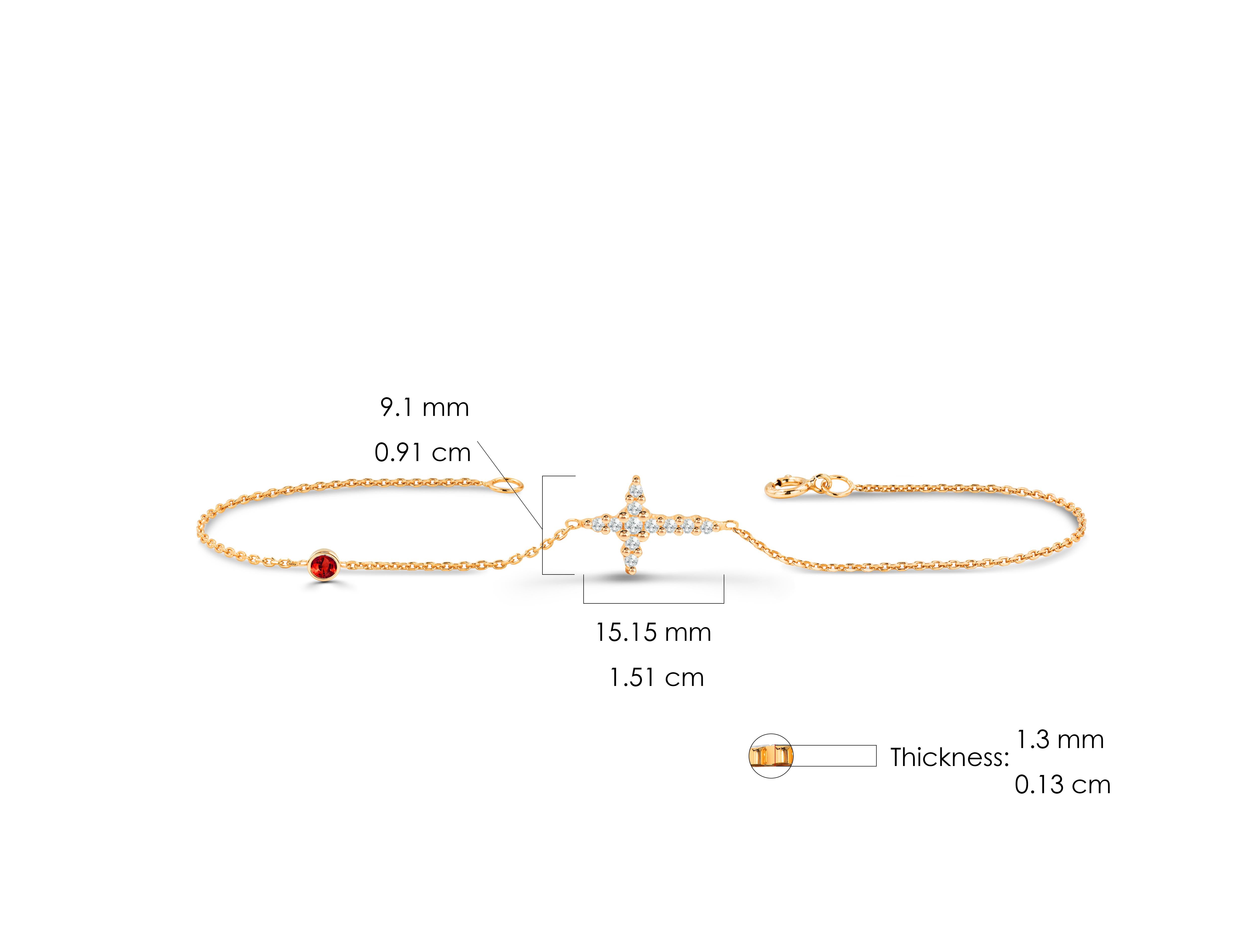 14k Gold 0.13 carat Diamond Cross bracelet with Ruby Emerald Sapphire For Sale 1