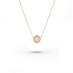 14K Gold 0.15 Carat Diamond Minimalist Cluster Disc Necklace