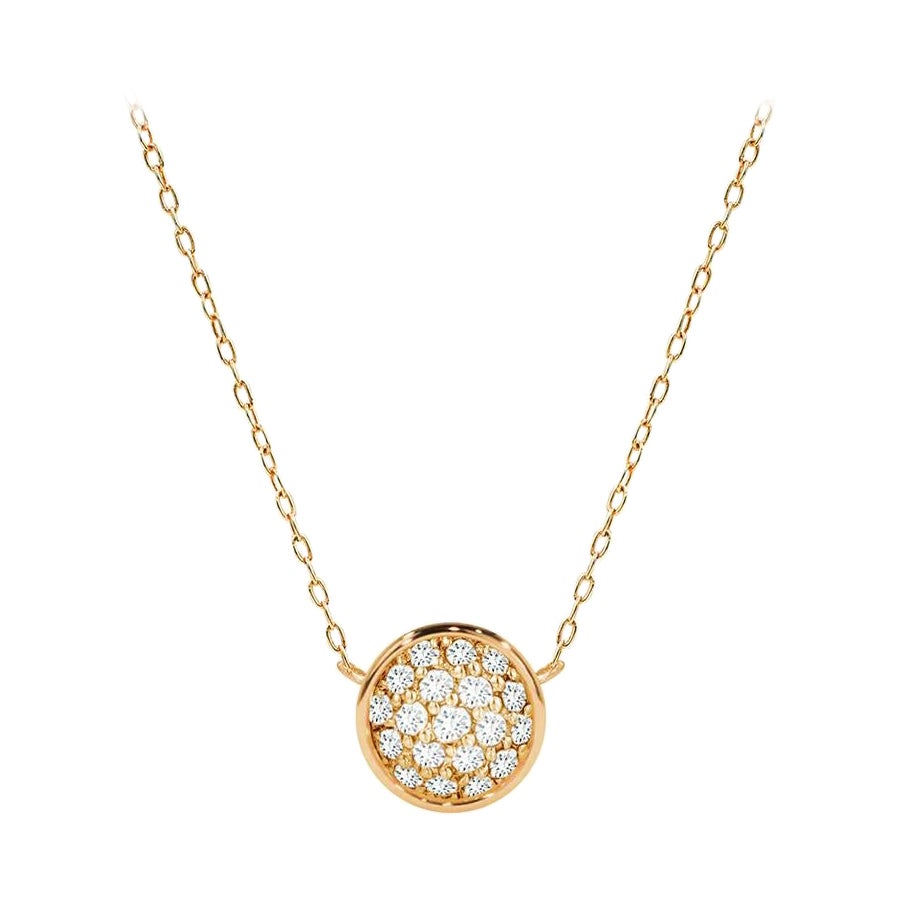 Collar Disco Racimo Minimalista Oro 14K 0,15 Quilates Diamante
