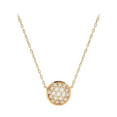 14K Gold 0.15 Carat Diamond Minimalist Cluster Disc Necklace