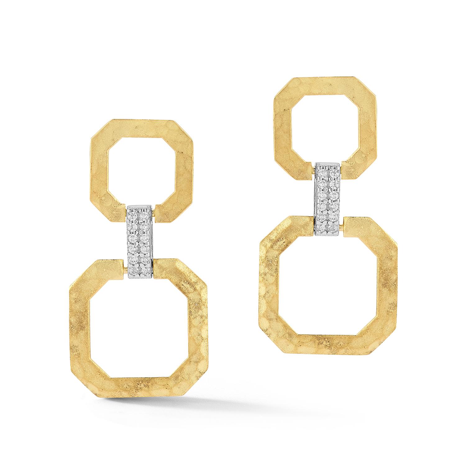 14K Gold 0,15 ct. tw. Offene Oktogon-Ohrringe zum Baumeln im Zustand „Neu“ im Angebot in Great Neck, NY