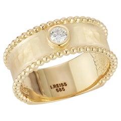 Oro 14K 0,15 ct. tw. Anello con perline da 8 mm create in laboratorio