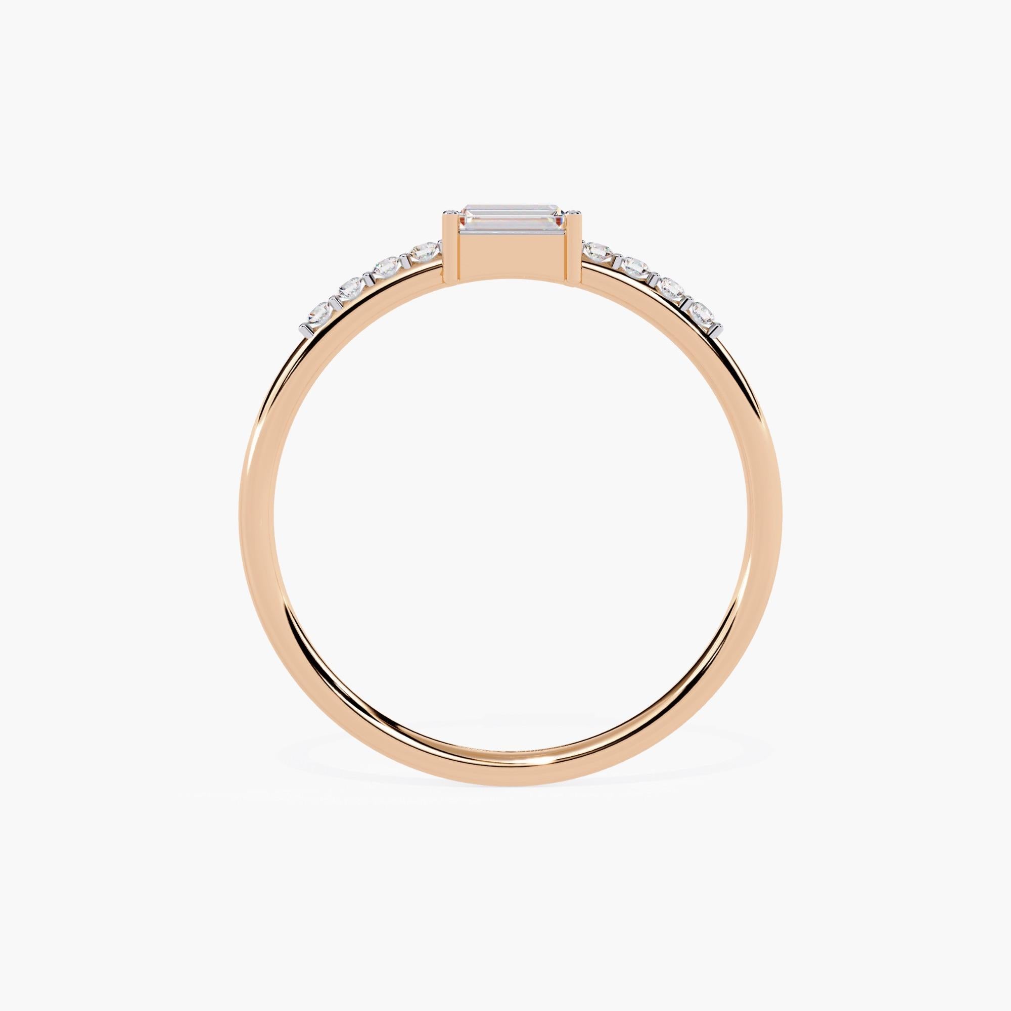 14K Gold 0.15 Ctw Dainty Baguette Diamond Ring SI GH For Sale 4