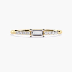 14K Gold 0.15 Ctw Dainty Baguette Diamond Ring SI GH